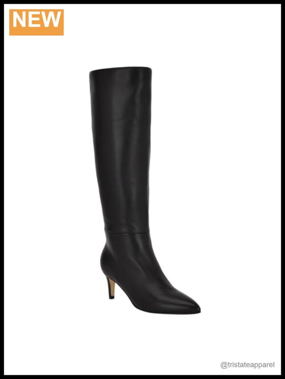 Knee-High Leather Heeled Boots Zip Closure Stiletto Pointed Toe